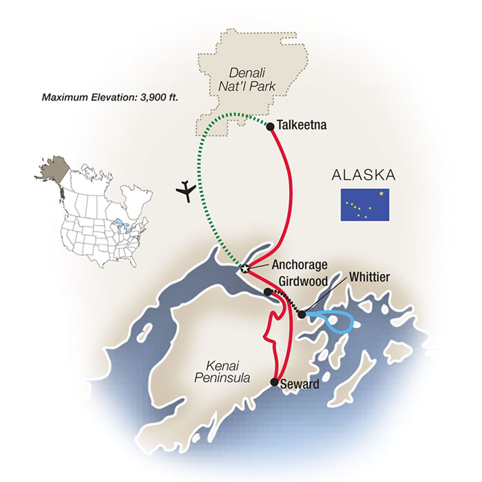 Alaska: Call of the Wild Itinerary Map