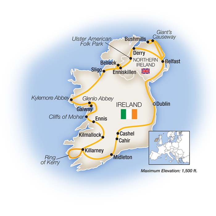 The Best of Ireland Itinerary Map