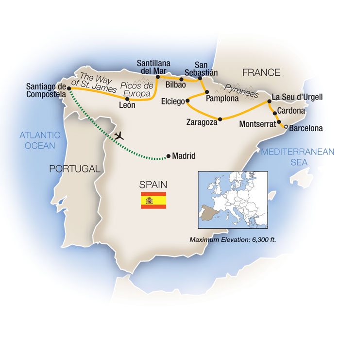 Northern Spain, The Rioja Valley and Madrid Itinerary Map