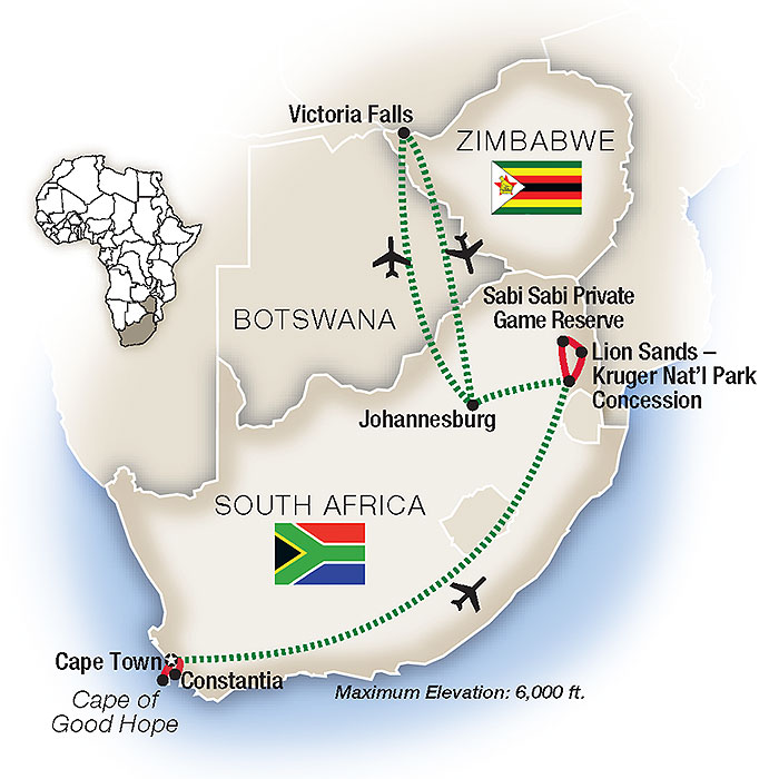 South Africa: An Elegant Adventure Itinerary Map