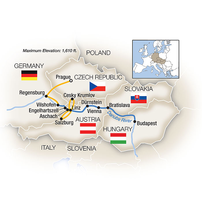 The Blue Danube - Eastbound Itinerary Map