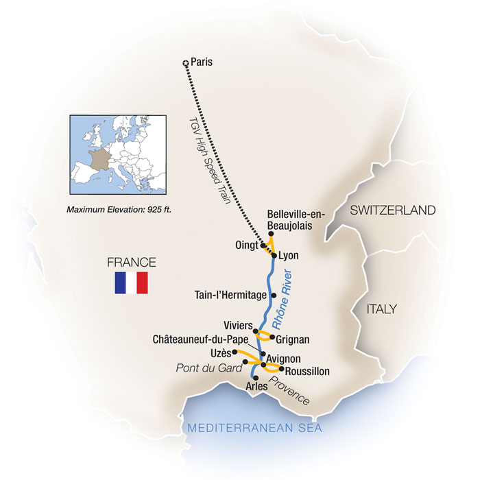 Savoring France: Paris, Lyon & Provence Itinerary Map