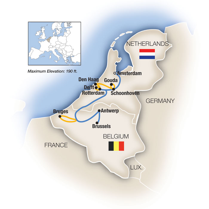 Yuletide Spirit: Amsterdam to Brussels - Southbound Itinerary Map