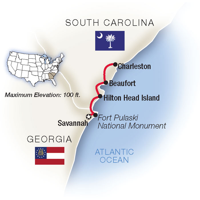 Southern Charms: Savannah, Hilton Head & Charleston Itinerary Map